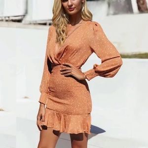 Orange scrunch dress